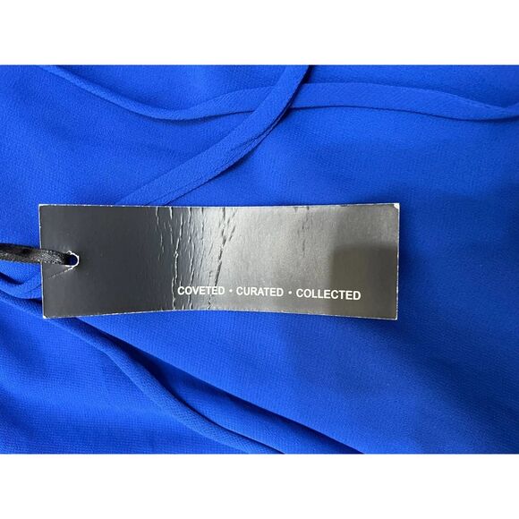 Lulus Good Deeds Women's Dress Fit & Flare Skater Mini Lace-Up Apron Neck S Blue - Picture 9 of 10